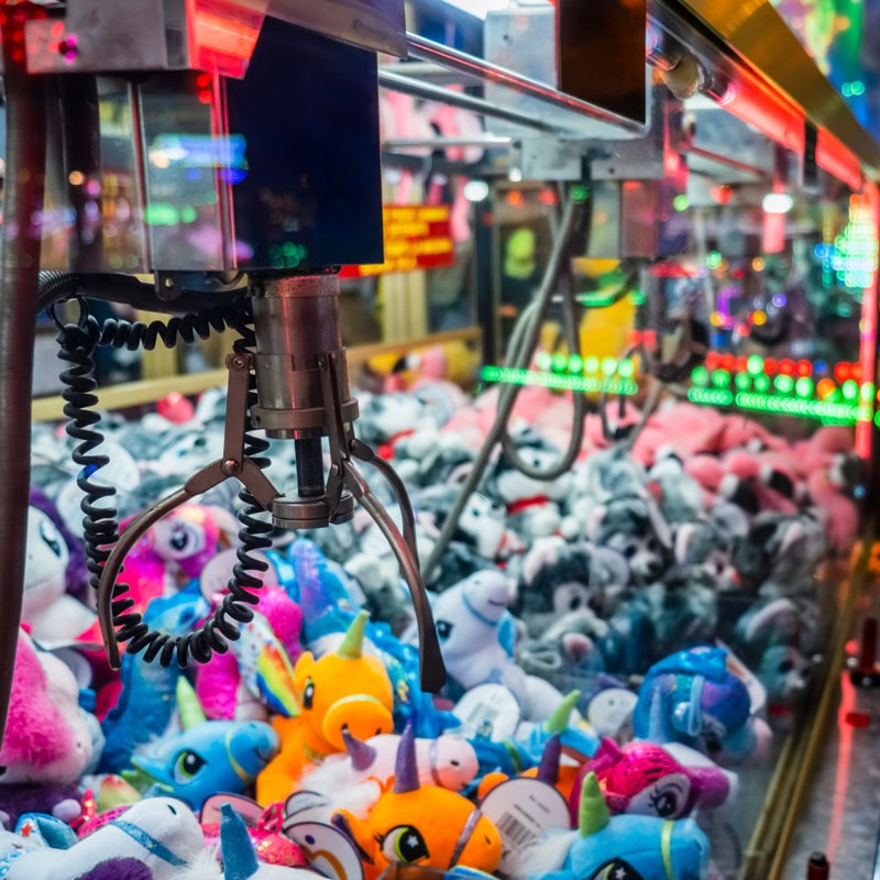 Arcade game being played.