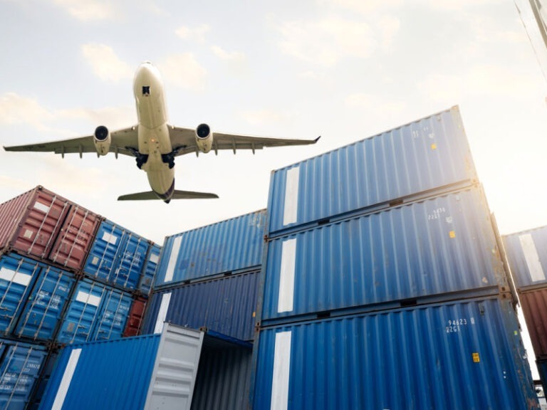 A cargo airplane arriving on time to it's final destination.