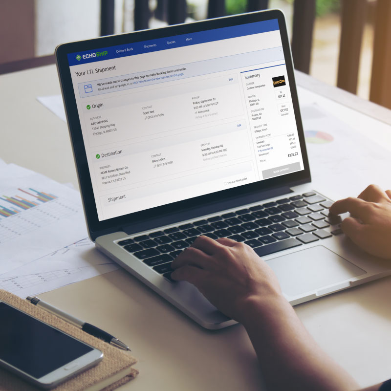 A shipper booking TL and LTL loads on EchoShip.