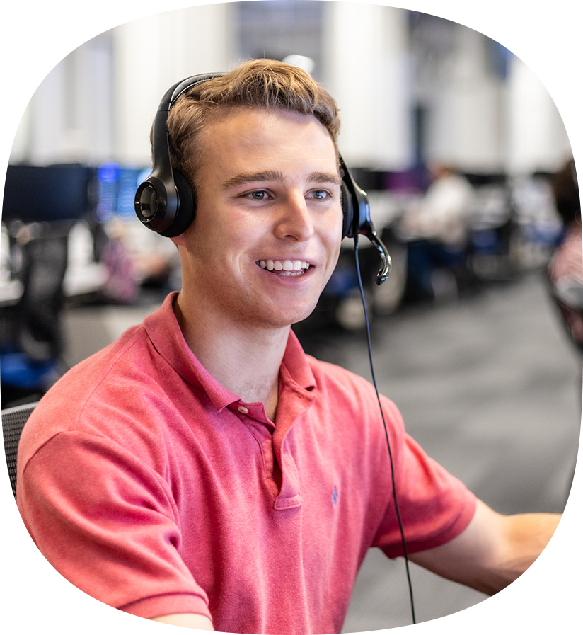 An Echo team member at their work station helping a client optimize their retail supply chain.